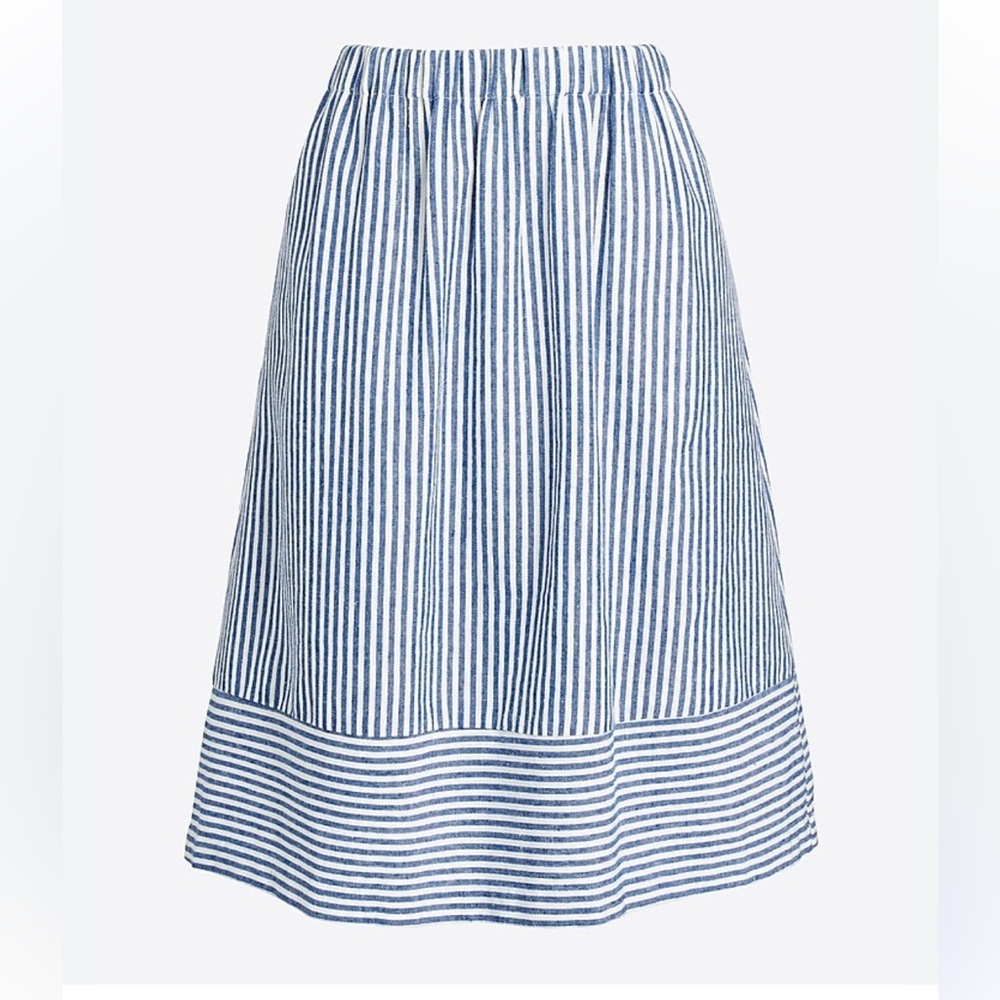 J. Crew Blue and White Striped Women’s Midi Skirt